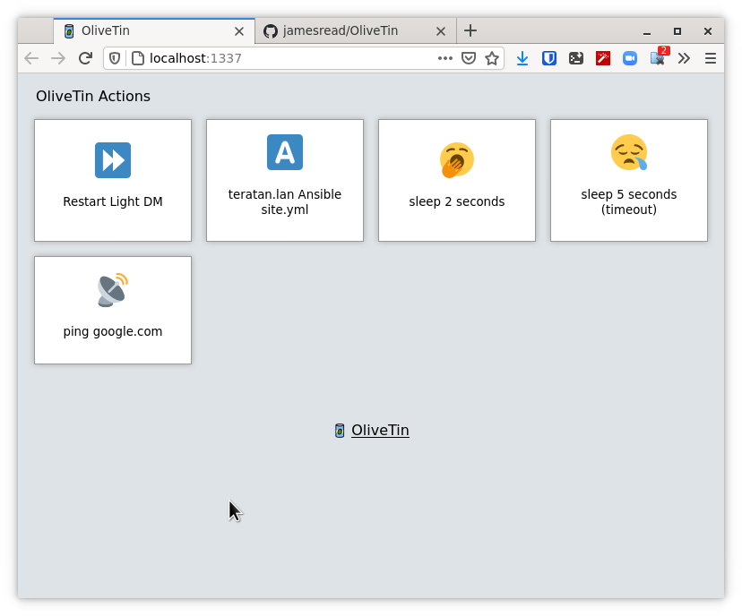Olivetin A Simple Web Interface For Running Linux Shell Commands By James Read James Read S Code Containers And Cloud Blog