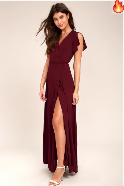 red wrap maxi dress