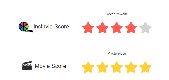 Incluvie Score: 4/5 (Decently woke) Movie Score: 5/5 (Masterpiece)