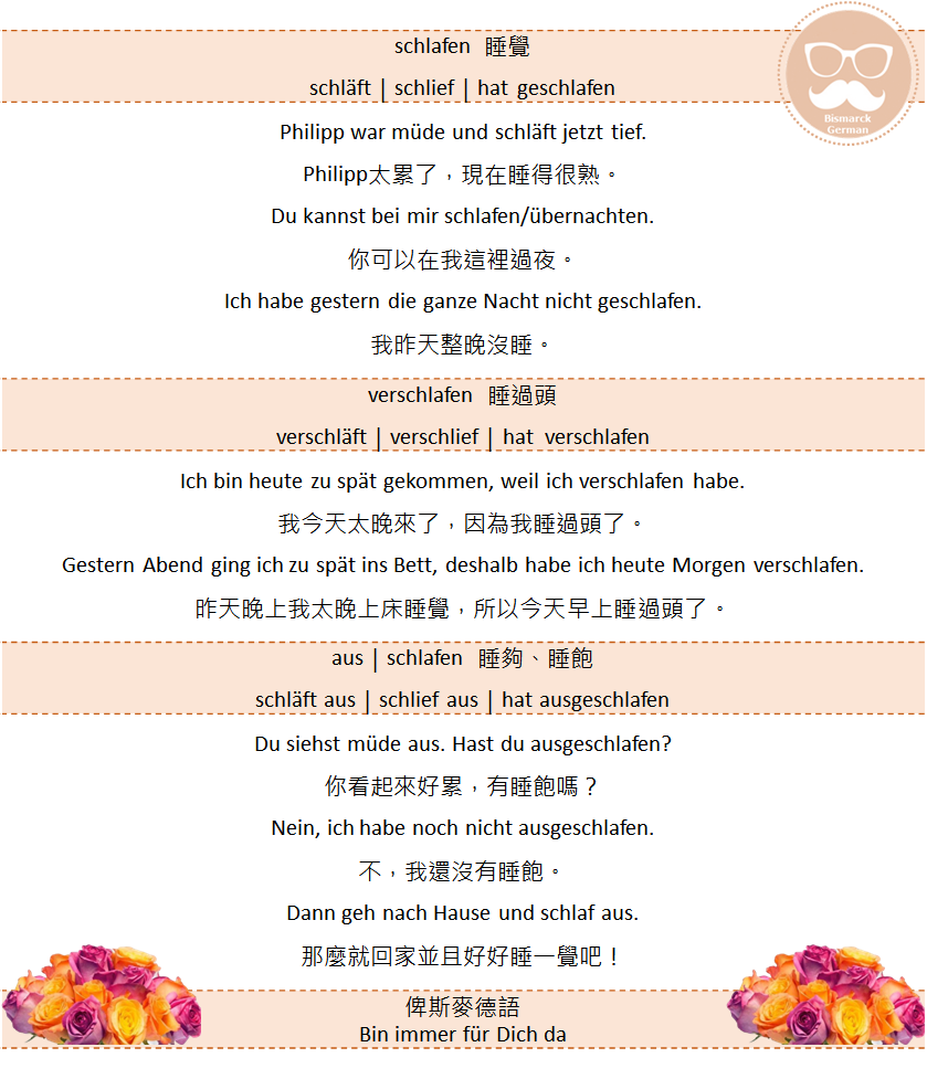 睡飽 睡過頭 的德語 Schlafen Verschlafen Ausschlafen解說 By 俾斯麥德語x德語老師文祺 Medium