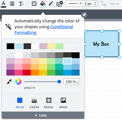 The Lucidchart gradient tool