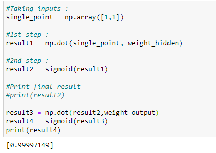 Figure 53: Printing our results for target output = 1.
