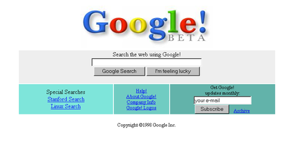 Google.com in 1998. Image credits: wikipedia