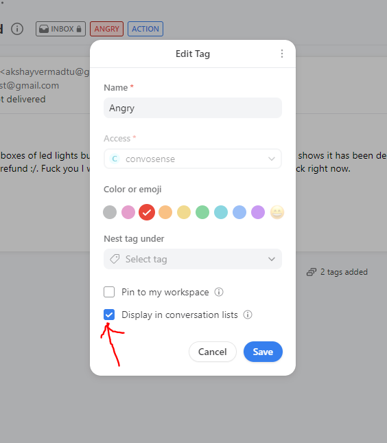 Front Edit tags option