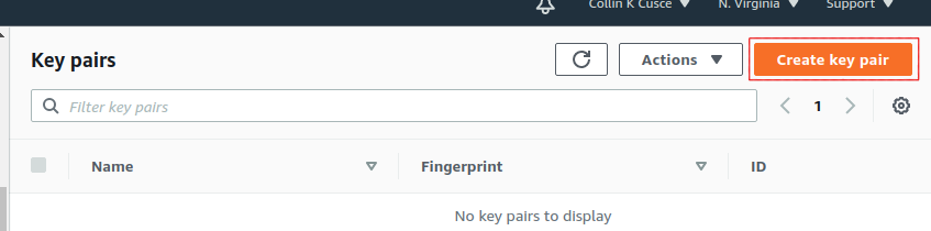 Select "Create key pair."