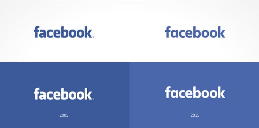 Facebook 2015 rebranding of the 2005 logo Facebook logo 2005 and 2015 versions