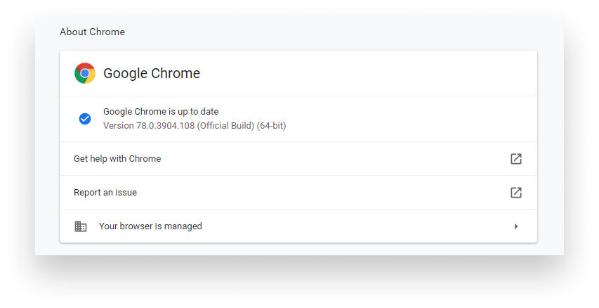 Checking your version in Chrome