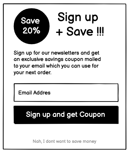 An example of an Sign up offer