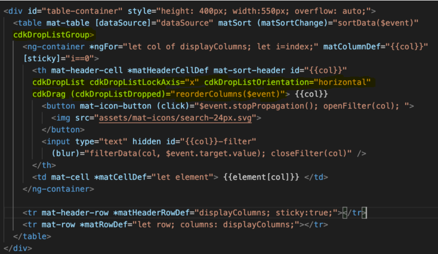 Angular Mat-table and column reordering | by Sri M | Medium