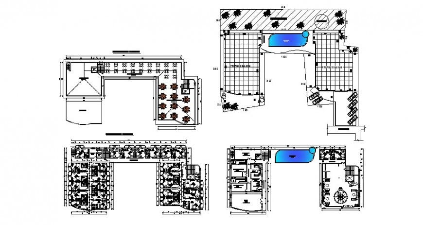 Kovalam Luxuries Hotel Floor Plan Distribution Cad Drawing Details