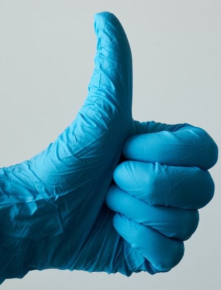 The glove thumbs up