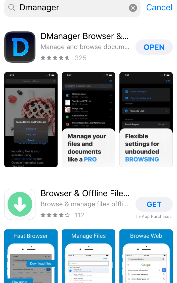 use dmanager to download fb video