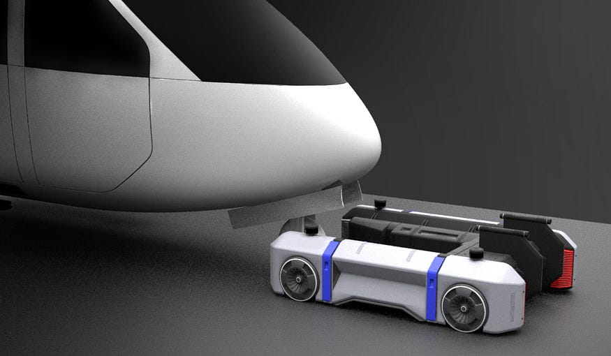 eVTOL 用の ATLAS 自律型および電動プッシュバック タグボート。 ムーンウェアの礼儀