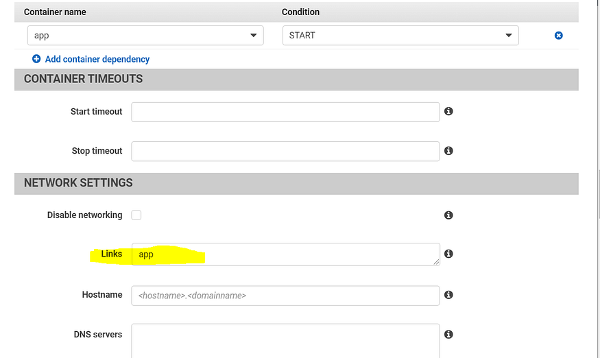 Nginx container definition