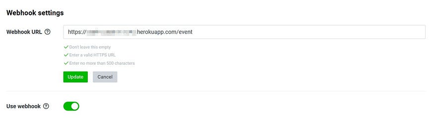 Webhook settings
