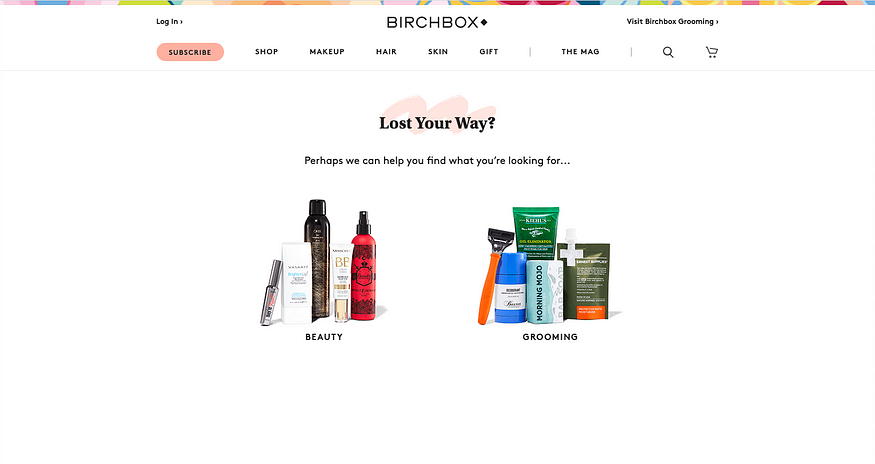 Birchbox also guides the user to discover