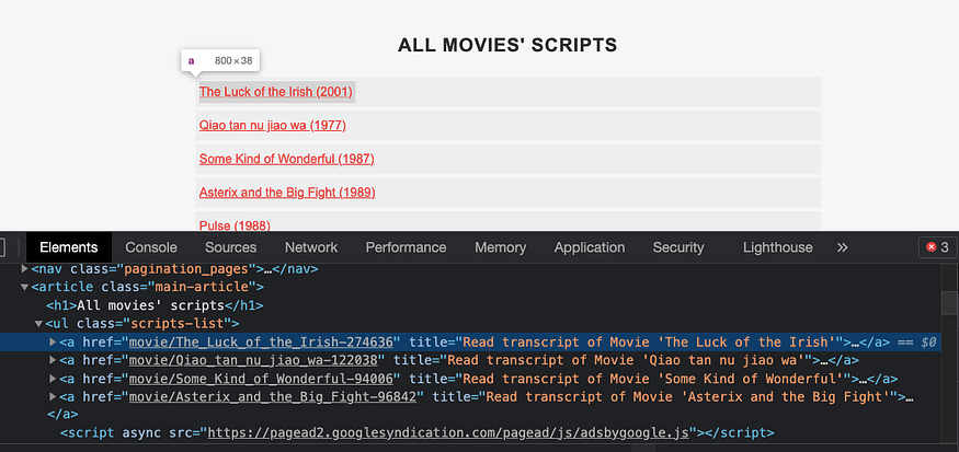 Getting href attributes
