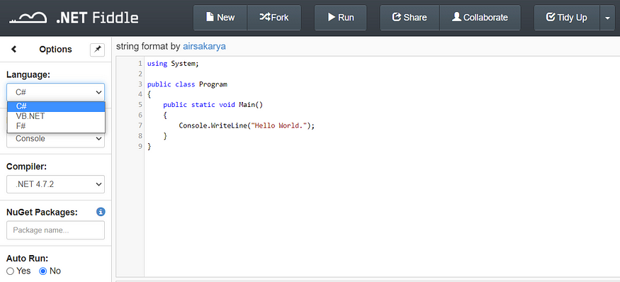 DotNetFiddle