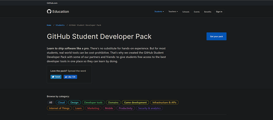 github student developer pack