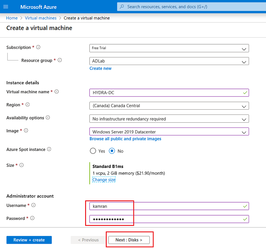 Crear laboratorio de Active directory en azure 21 1*eg7N7