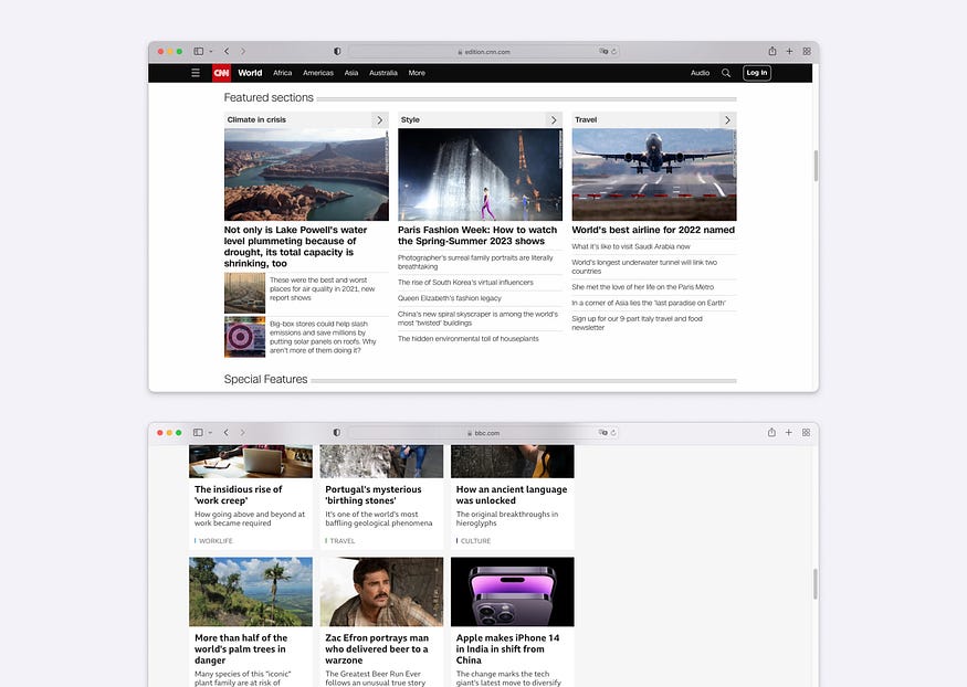 CNN (top) and BBC (bottom)