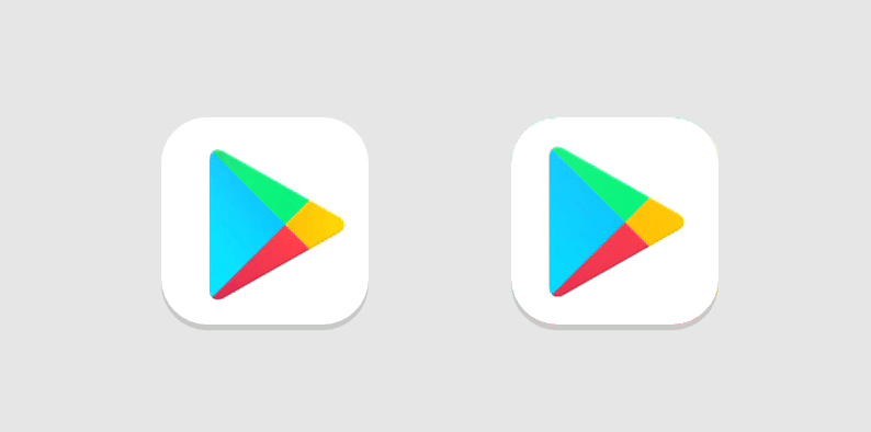 Google Play Store 图标由彩色背景层及透明遮罩前景层组成