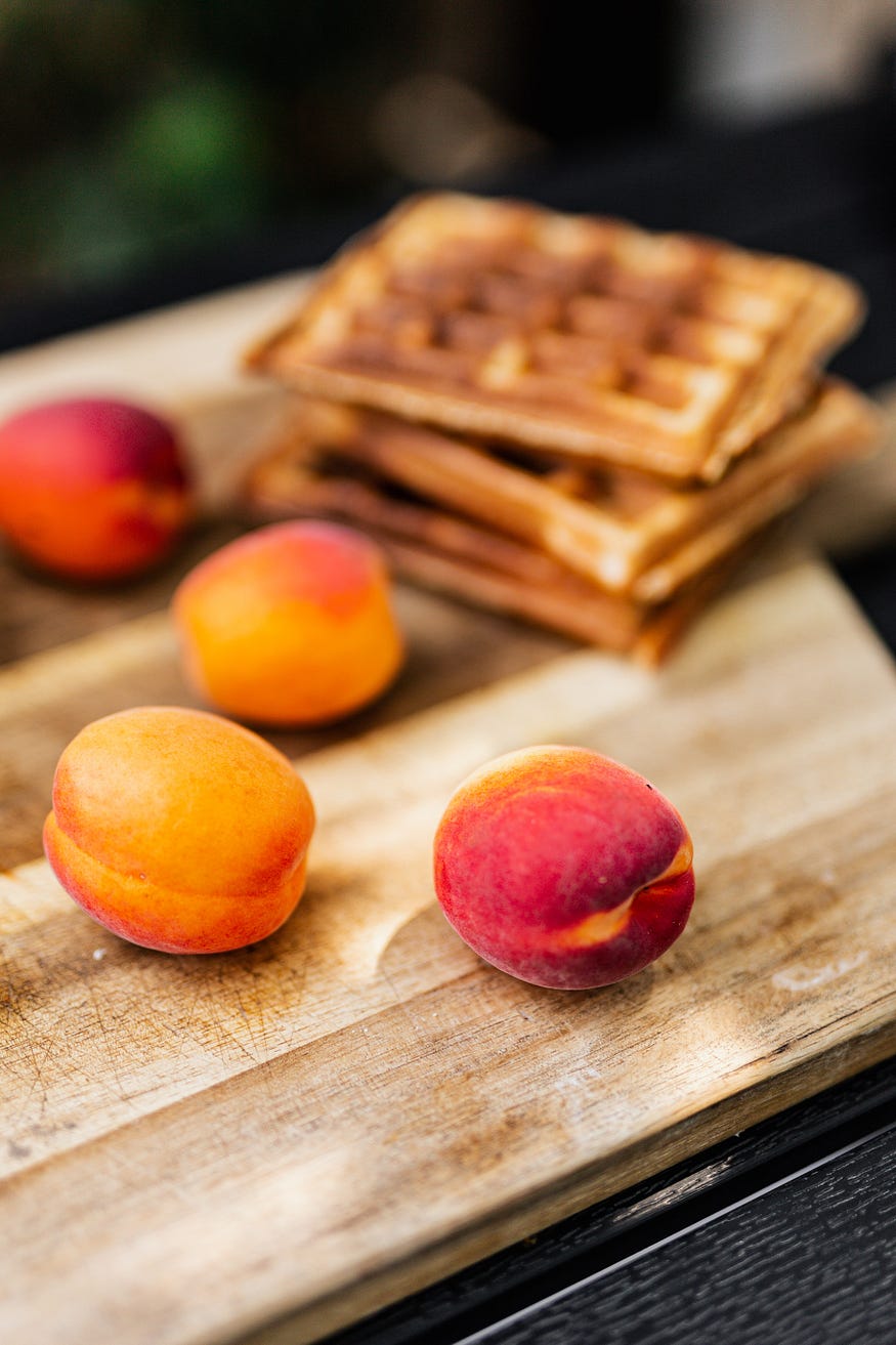 Peaches and waffles