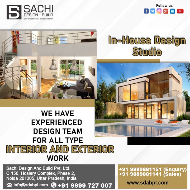 In-house Design studio We have experienced Design Team For all Type of Interior or Exterior Work.