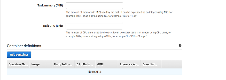 Create Task definition