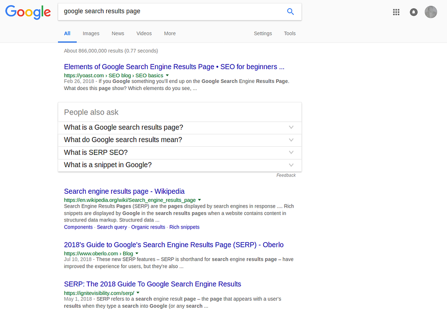 google arama sonuçları