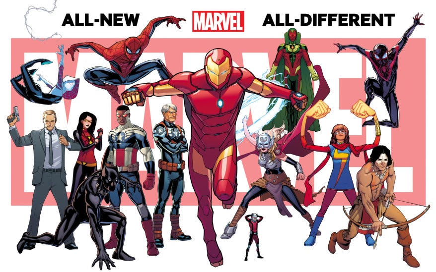 The poster for All-New, All-Different Marvel.
