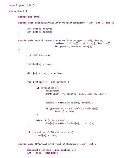 Find the Articulation Point. This is a sample graph for ATM network ...