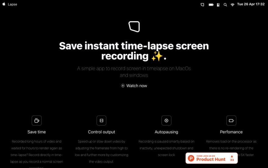 Lapse Made with Next JS. A simple app to record screen in… by Made