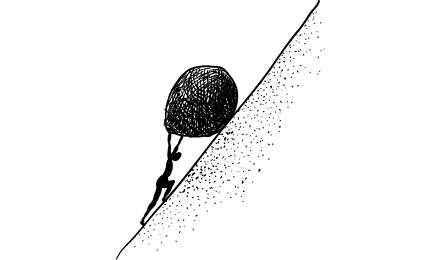 Sisyphus. Albert Camus, french philosopher, perpetual struggle