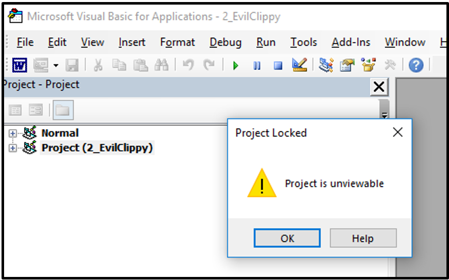 open password protected vba project excel