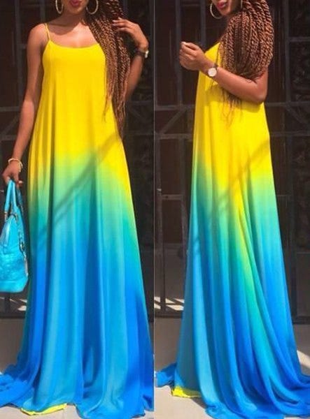 bright color maxi dress