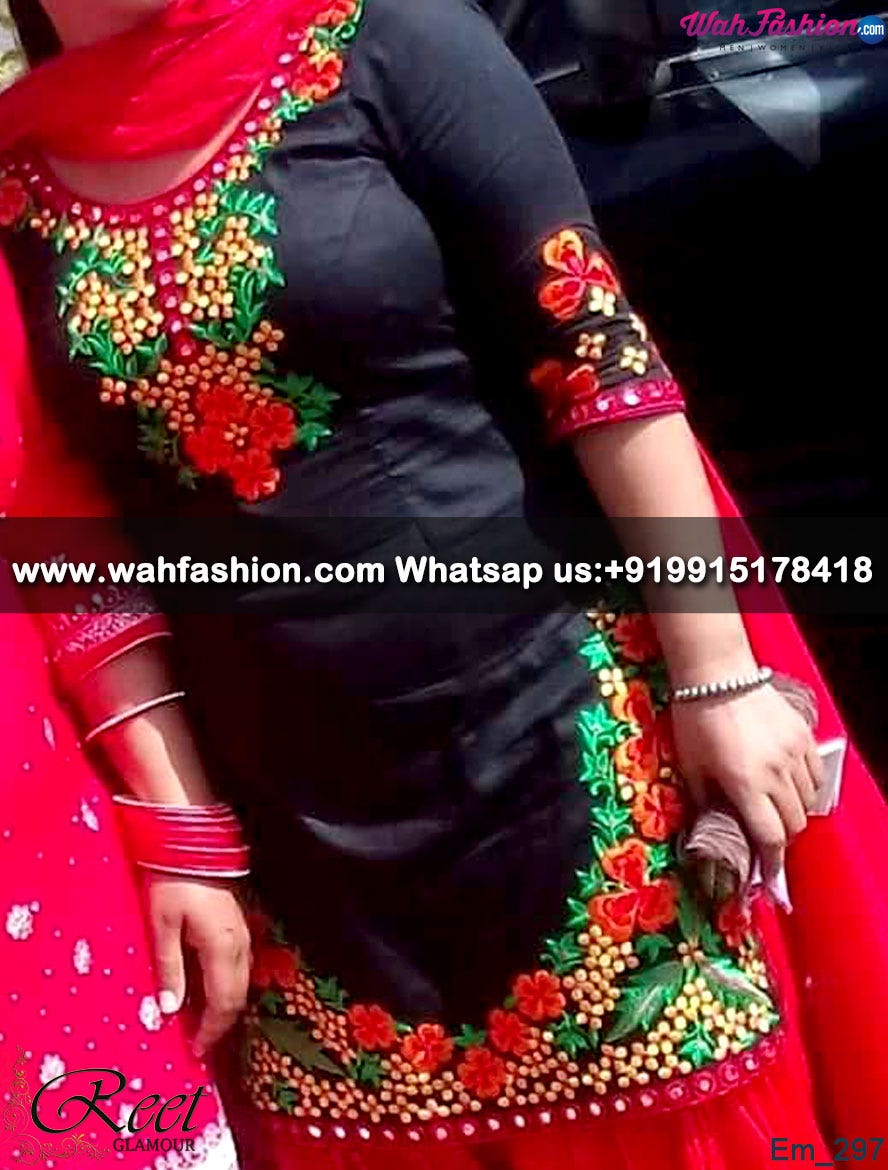 punjabi suit red and black combination