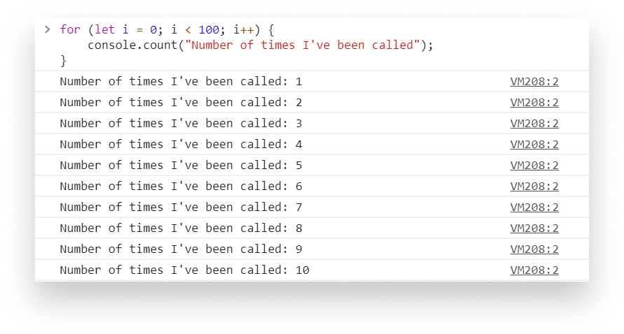 Counting using console.count