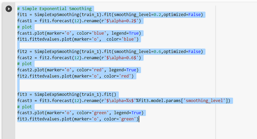 simple exponential smoothing