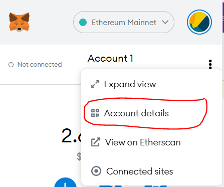 metamask account details