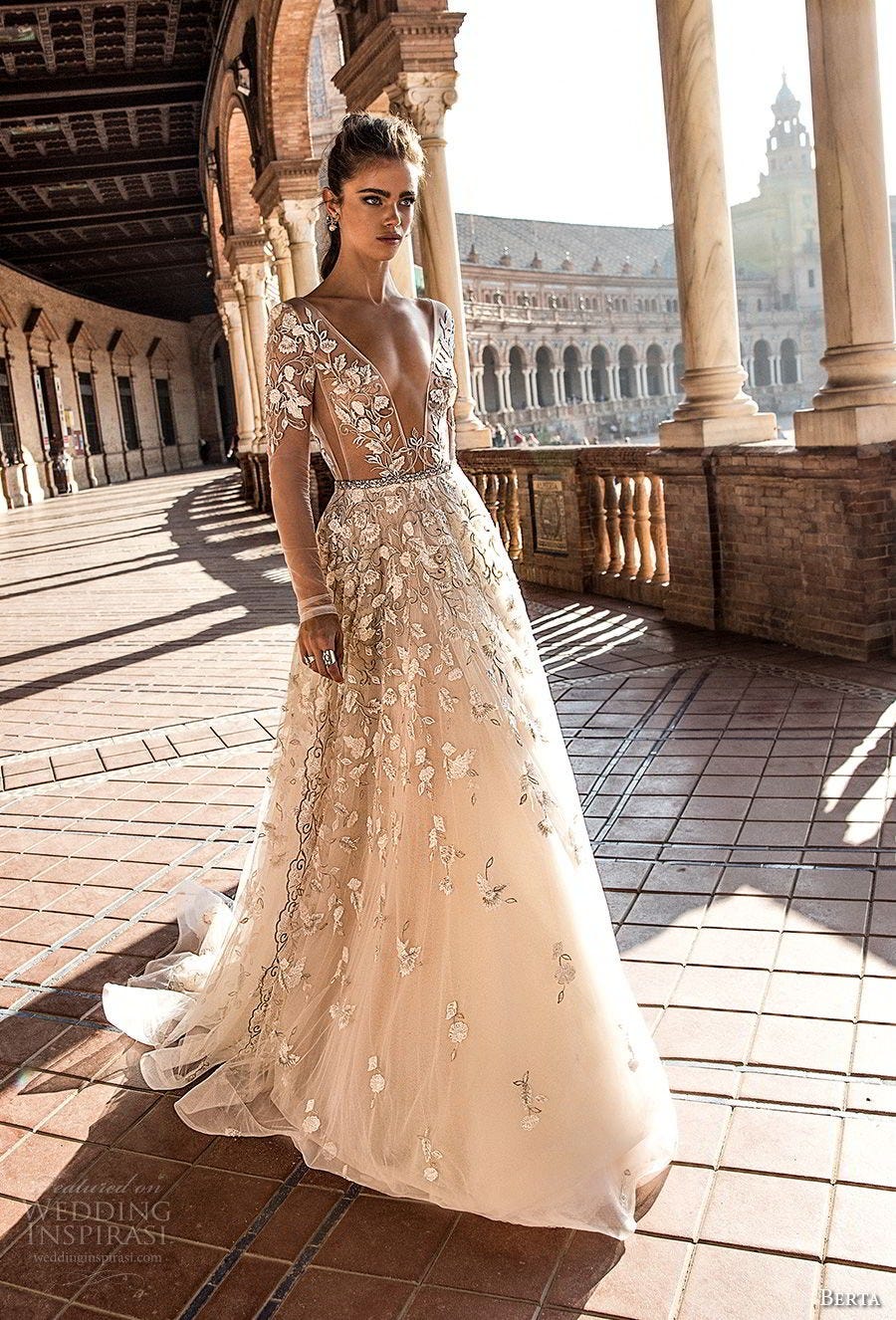 Berta Fall Winter 2018 Style 18 115 Long Sleeves Open Back Nude