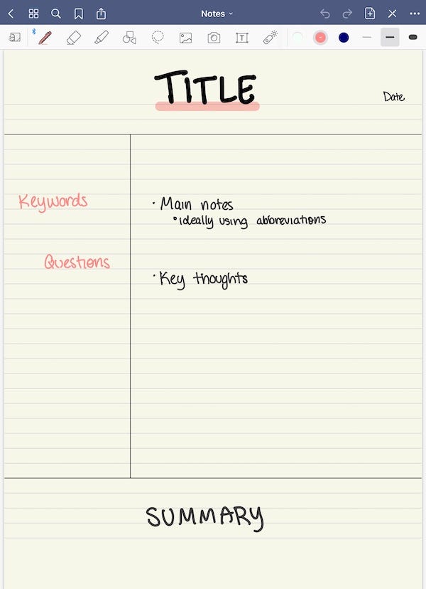 Example of Cornell Notes