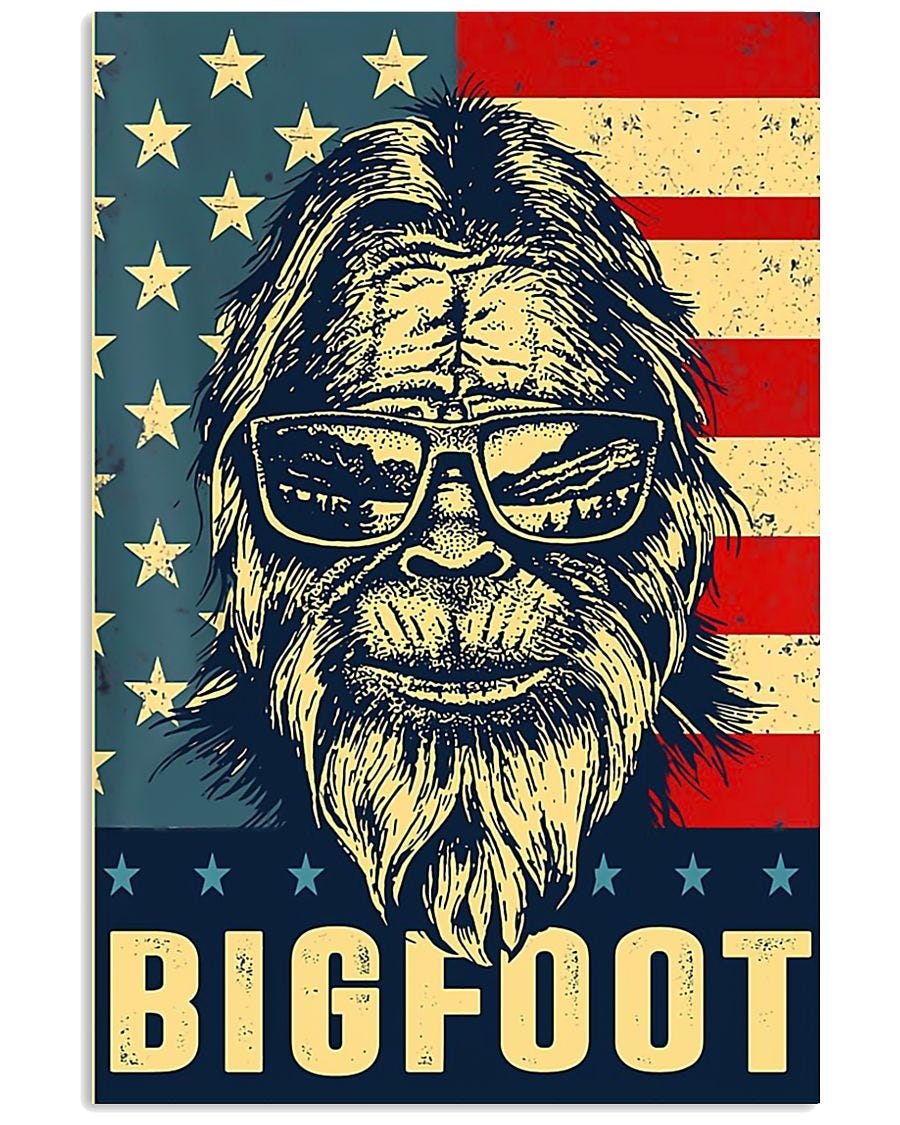HOT Bigfoot American flag poster. Big Foot (Bigfoot) can be said to be