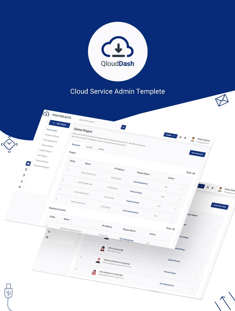 Cloud Service Admin Template | QloudDash | Iqonic Design