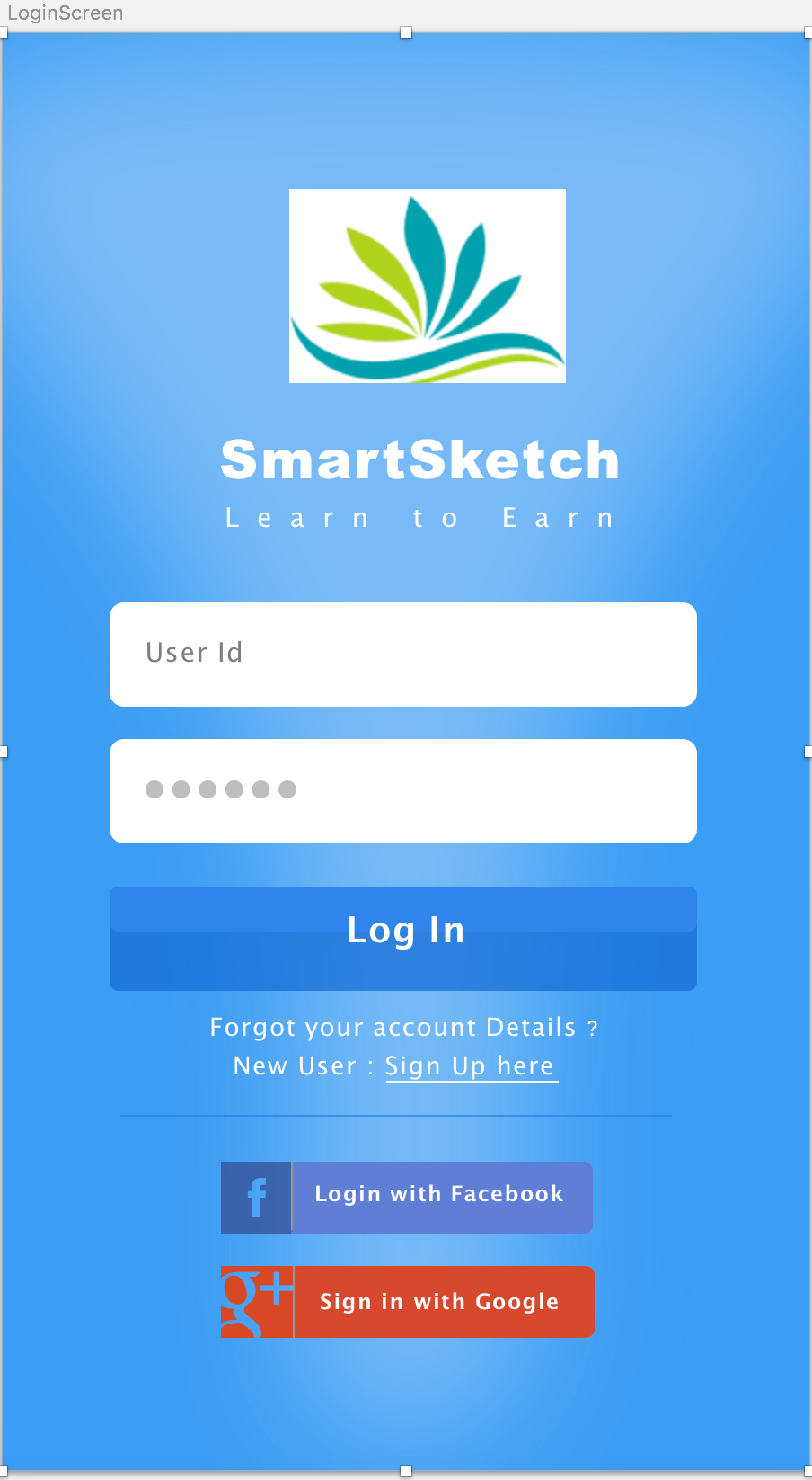 Facebook App Login Screen