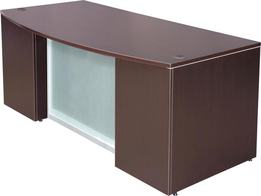 Bow Front Desk With Frosted Glass Accent Panel Madison