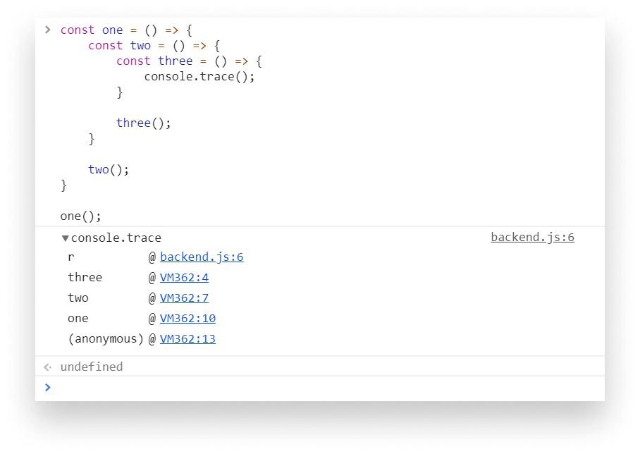 Putting out stack trace with console.trace