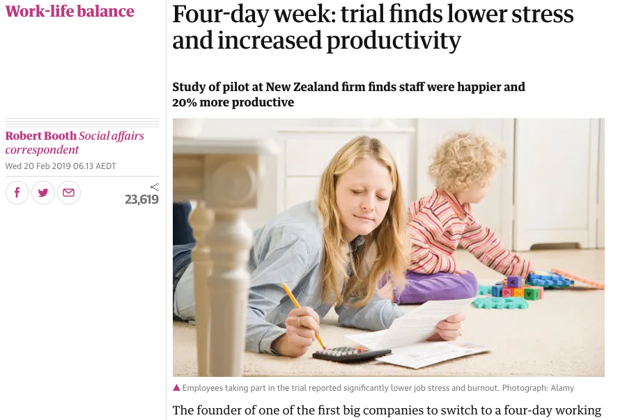 This Widely Promoted Trial Claimed To Show A 4 And 5 Day Work Week Are Equally Productive It Didn T By Robert Wiblin Medium