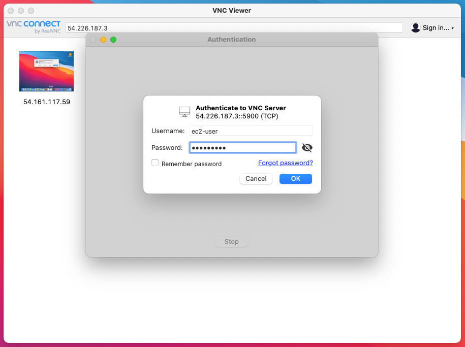 EC2 Mac Connect with Remote access